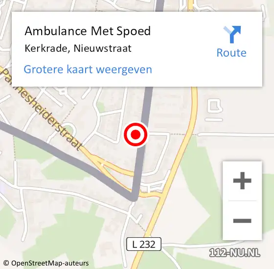 Locatie op kaart van de 112 melding: Ambulance Met Spoed Naar Kerkrade, Nieuwstraat op 2 mei 2015 16:05