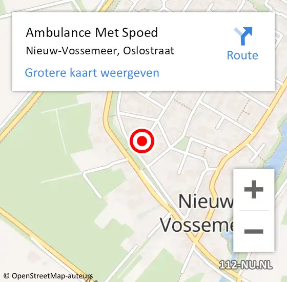 Locatie op kaart van de 112 melding: Ambulance Met Spoed Naar Nieuw-Vossemeer, Oslostraat op 2 mei 2015 16:29