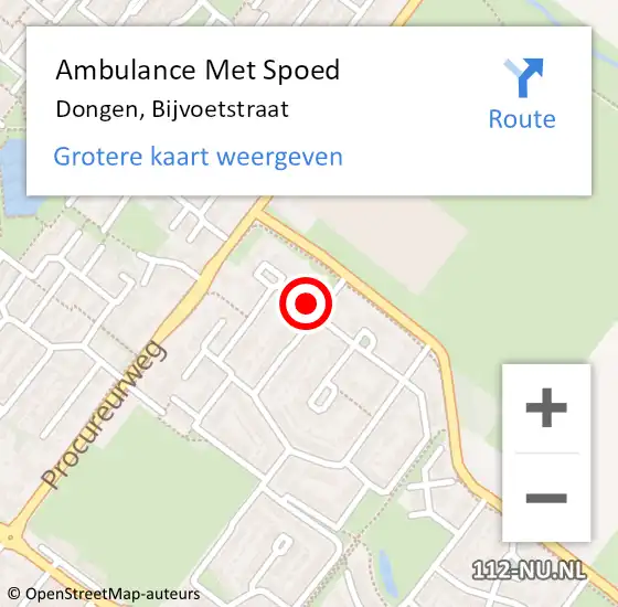 Locatie op kaart van de 112 melding: Ambulance Met Spoed Naar Dongen, Bijvoetstraat op 2 mei 2015 17:03