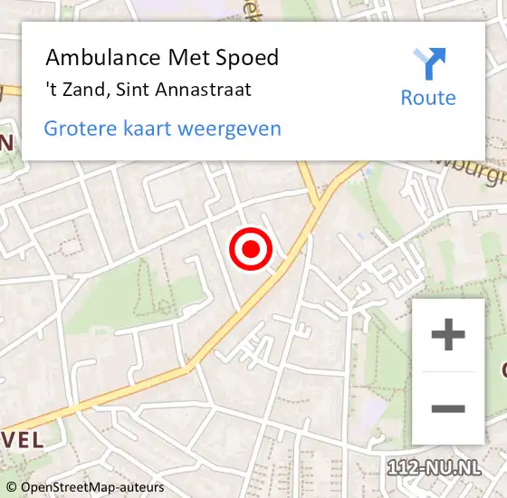 Locatie op kaart van de 112 melding: Ambulance Met Spoed Naar 't Zand, Sint Annastraat op 2 mei 2015 19:07