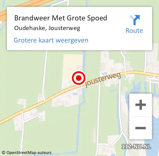 Locatie op kaart van de 112 melding: Brandweer Met Grote Spoed Naar Oudehaske, Jousterweg op 2 mei 2015 19:11