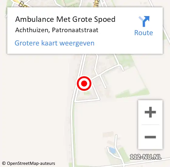 Locatie op kaart van de 112 melding: Ambulance Met Grote Spoed Naar Achthuizen, Patronaatstraat op 2 mei 2015 19:15