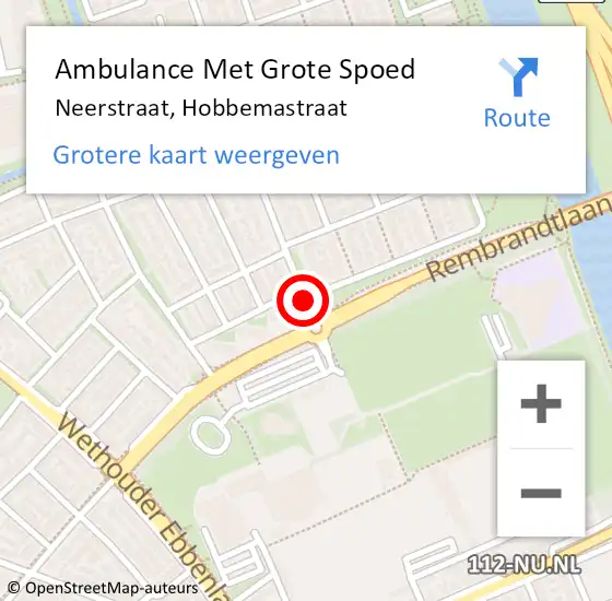 Locatie op kaart van de 112 melding: Ambulance Met Grote Spoed Naar Neerstraat, Hobbemastraat op 2 mei 2015 21:53