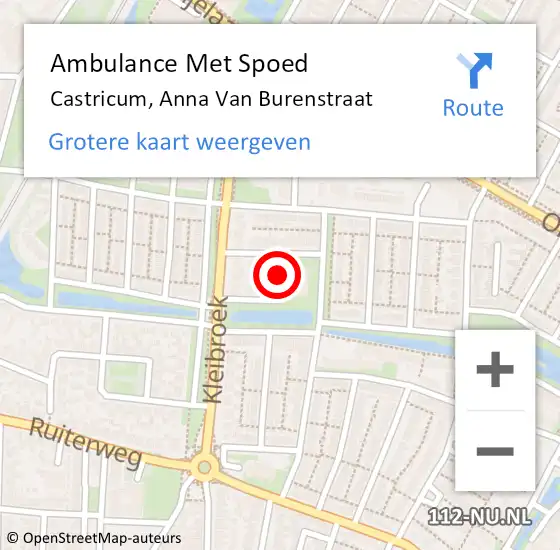 Locatie op kaart van de 112 melding: Ambulance Met Spoed Naar Castricum, Anna Van Burenstraat op 2 mei 2015 22:17