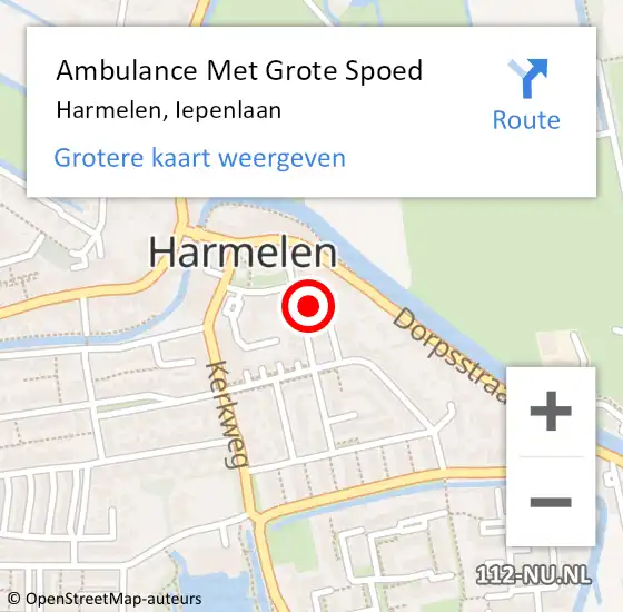 Locatie op kaart van de 112 melding: Ambulance Met Grote Spoed Naar Harmelen, Iepenlaan op 2 mei 2015 22:45