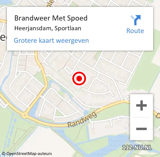 Locatie op kaart van de 112 melding: Brandweer Met Spoed Naar Heerjansdam, Sportlaan op 2 mei 2015 23:46