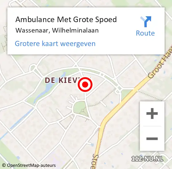 Locatie op kaart van de 112 melding: Ambulance Met Grote Spoed Naar Wassenaar, Wilhelminalaan op 2 mei 2015 23:47