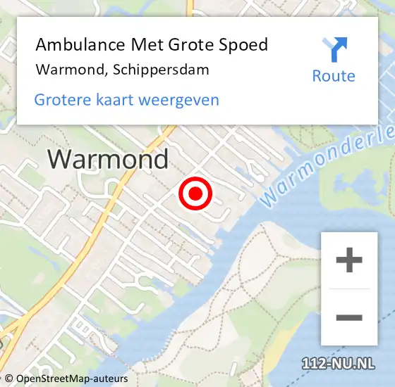 Locatie op kaart van de 112 melding: Ambulance Met Grote Spoed Naar Warmond, Schippersdam op 6 november 2013 15:58