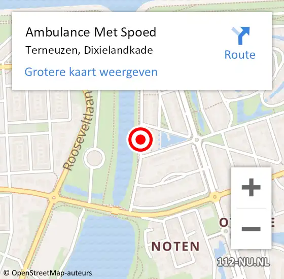 Locatie op kaart van de 112 melding: Ambulance Met Spoed Naar Terneuzen, Dixielandkade op 3 mei 2015 01:42