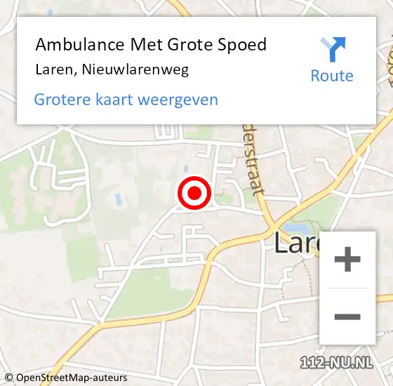 Locatie op kaart van de 112 melding: Ambulance Met Grote Spoed Naar Laren, Nieuwlarenweg op 3 mei 2015 05:41