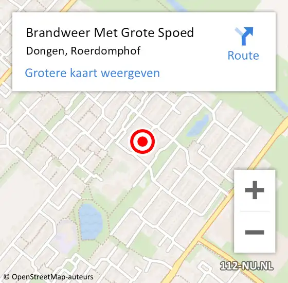 Locatie op kaart van de 112 melding: Brandweer Met Grote Spoed Naar Dongen, Roerdomphof op 3 mei 2015 05:47