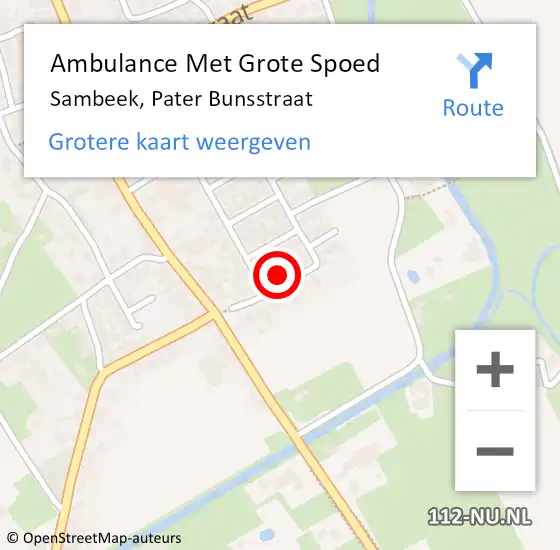 Locatie op kaart van de 112 melding: Ambulance Met Grote Spoed Naar Sambeek, Pater Bunsstraat op 3 mei 2015 09:00