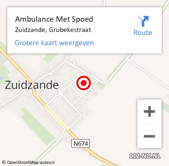 Locatie op kaart van de 112 melding: Ambulance Met Spoed Naar Zuidzande, Grubekestraat op 3 mei 2015 09:12