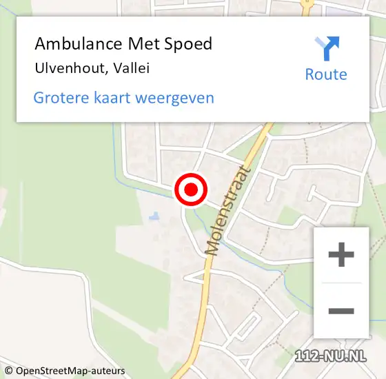 Locatie op kaart van de 112 melding: Ambulance Met Spoed Naar Ulvenhout, Vallei op 3 mei 2015 09:36