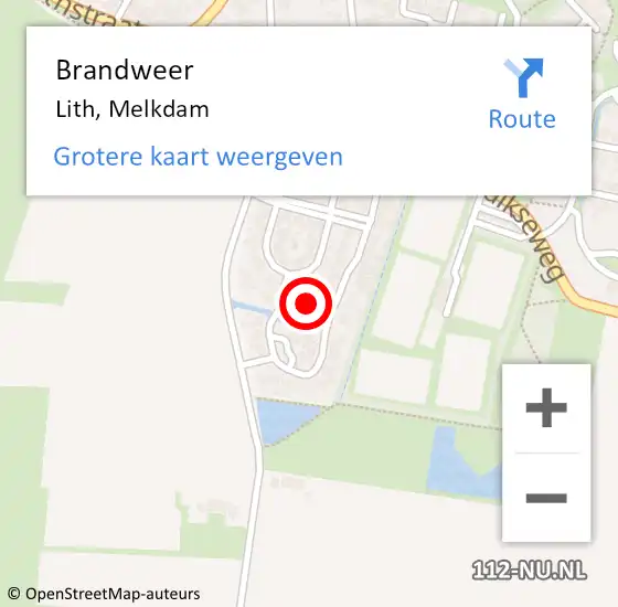 Locatie op kaart van de 112 melding: Brandweer Lith, Melkdam op 3 mei 2015 10:39