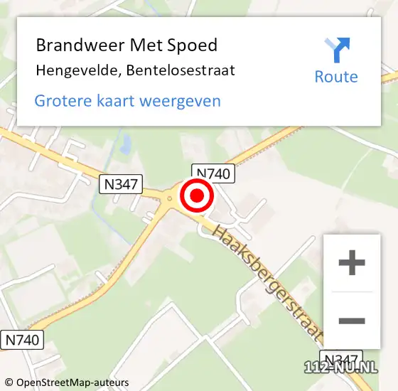 Locatie op kaart van de 112 melding: Brandweer Met Spoed Naar Hengevelde, Bentelosestraat op 3 mei 2015 10:59