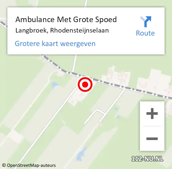 Locatie op kaart van de 112 melding: Ambulance Met Grote Spoed Naar Langbroek, Rhodensteijnselaan op 3 mei 2015 12:08