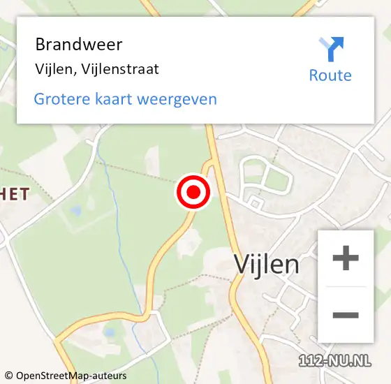 Locatie op kaart van de 112 melding: Brandweer Vijlen, Vijlenstraat op 3 mei 2015 12:23