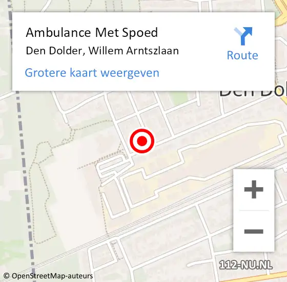 Locatie op kaart van de 112 melding: Ambulance Met Spoed Naar Den Dolder, Willem Arntszlaan op 3 mei 2015 13:16