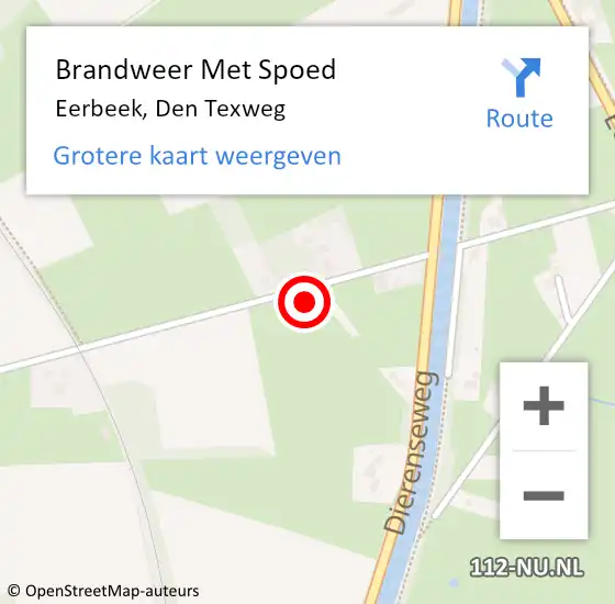 Locatie op kaart van de 112 melding: Brandweer Met Spoed Naar Eerbeek, Den Texweg op 3 mei 2015 13:25