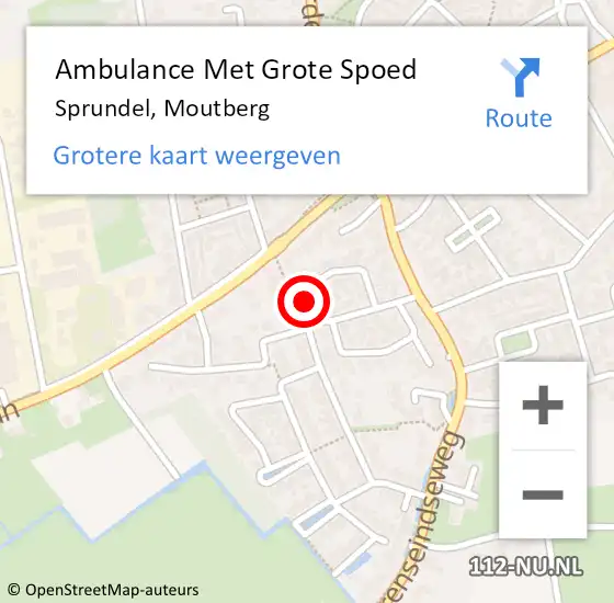 Locatie op kaart van de 112 melding: Ambulance Met Grote Spoed Naar Sprundel, Moutberg op 3 mei 2015 13:54