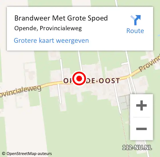 Locatie op kaart van de 112 melding: Brandweer Met Grote Spoed Naar Opende, Provincialeweg op 3 mei 2015 14:41