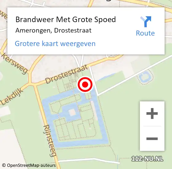 Locatie op kaart van de 112 melding: Brandweer Met Grote Spoed Naar Amerongen, Drostestraat op 3 mei 2015 14:44