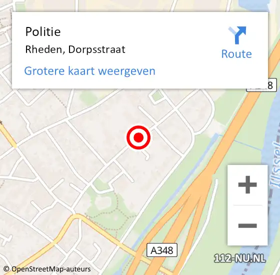 Locatie op kaart van de 112 melding: Politie Rheden, Dorpsstraat op 3 mei 2015 15:33