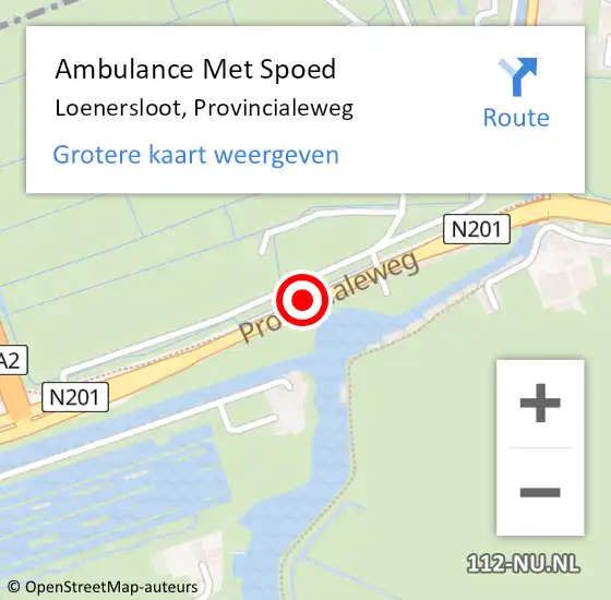 Locatie op kaart van de 112 melding: Ambulance Met Spoed Naar Loenersloot, Provincialeweg op 3 mei 2015 15:45