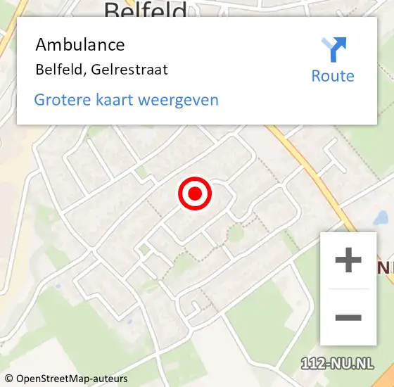 Locatie op kaart van de 112 melding: Ambulance Belfeld, Gelrestraat op 6 november 2013 16:53