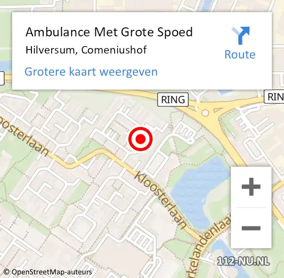 Locatie op kaart van de 112 melding: Ambulance Met Grote Spoed Naar Hilversum, Comeniushof op 3 mei 2015 16:01