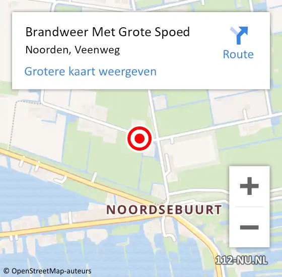 Locatie op kaart van de 112 melding: Brandweer Met Grote Spoed Naar Noorden, Veenweg op 3 mei 2015 16:10