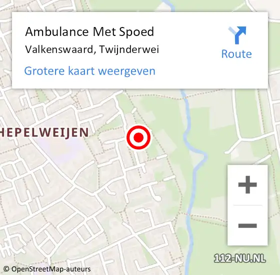 Locatie op kaart van de 112 melding: Ambulance Met Spoed Naar Valkenswaard, Twijnderwei op 3 mei 2015 16:56