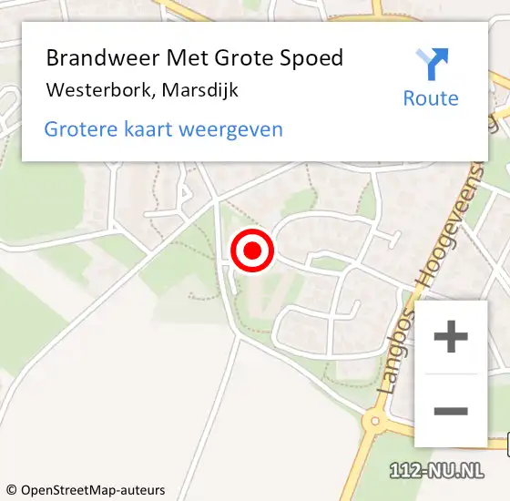 Locatie op kaart van de 112 melding: Brandweer Met Grote Spoed Naar Westerbork, Marsdijk op 3 mei 2015 17:03