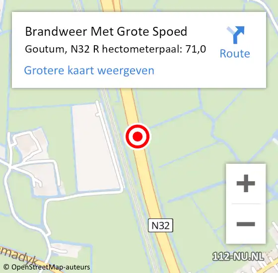 Locatie op kaart van de 112 melding: Brandweer Met Grote Spoed Naar Goutum, N32 R hectometerpaal: 71,0 op 3 mei 2015 17:08