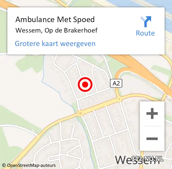 Locatie op kaart van de 112 melding: Ambulance Met Spoed Naar Wessem, Op de Brakerhoef op 3 mei 2015 17:27