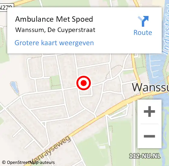 Locatie op kaart van de 112 melding: Ambulance Met Spoed Naar Wanssum, De Cuyperstraat op 3 mei 2015 17:36