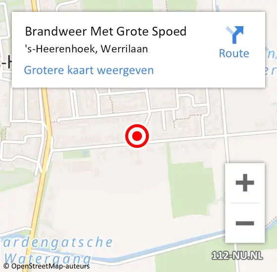 Locatie op kaart van de 112 melding: Brandweer Met Grote Spoed Naar 's-Heerenhoek, Werrilaan op 3 mei 2015 18:23