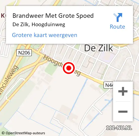 Locatie op kaart van de 112 melding: Brandweer Met Grote Spoed Naar De Zilk, Hoogduinweg op 3 mei 2015 18:48