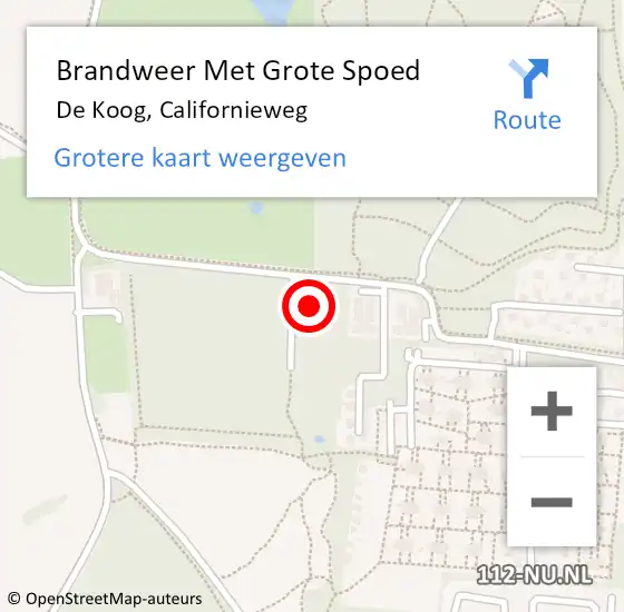 Locatie op kaart van de 112 melding: Brandweer Met Grote Spoed Naar De Koog, Californieweg op 3 mei 2015 20:22