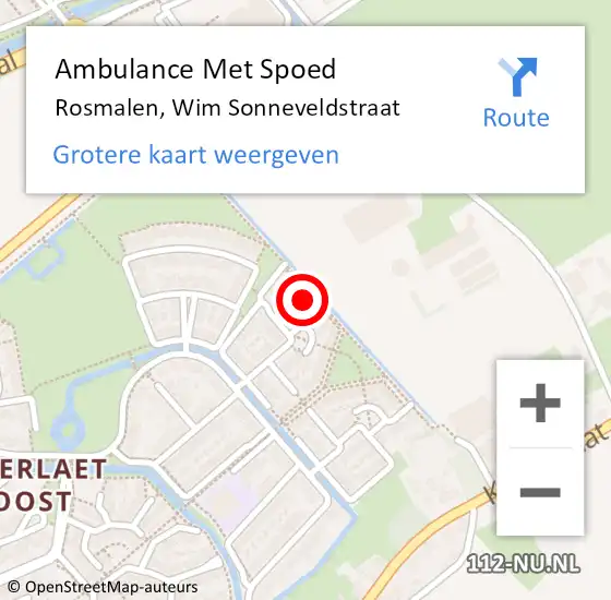 Locatie op kaart van de 112 melding: Ambulance Met Spoed Naar Rosmalen, Wim Sonneveldstraat op 3 mei 2015 20:22