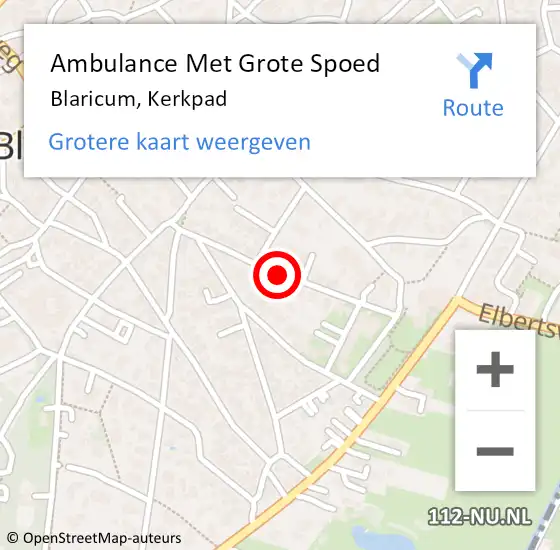 Locatie op kaart van de 112 melding: Ambulance Met Grote Spoed Naar Blaricum, Kerkpad op 3 mei 2015 21:58