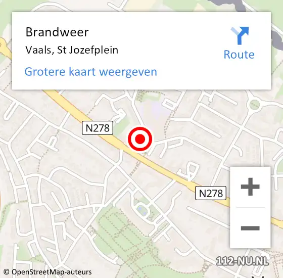 Locatie op kaart van de 112 melding: Brandweer Vaals, St Jozefplein op 3 mei 2015 22:04