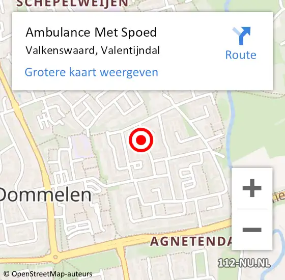 Locatie op kaart van de 112 melding: Ambulance Met Spoed Naar Valkenswaard, Valentijndal op 3 mei 2015 22:10