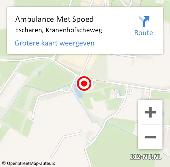 Locatie op kaart van de 112 melding: Ambulance Met Spoed Naar Escharen, Kranenhofscheweg op 3 mei 2015 23:12