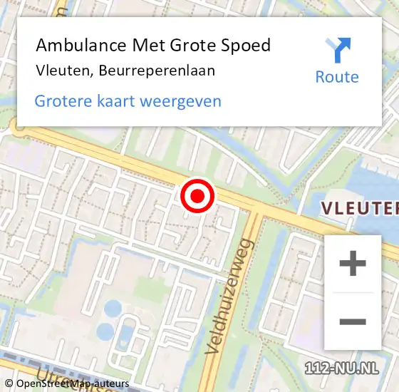 Locatie op kaart van de 112 melding: Ambulance Met Grote Spoed Naar Vleuten, Beurreperenlaan op 4 mei 2015 00:22