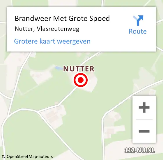Locatie op kaart van de 112 melding: Brandweer Met Grote Spoed Naar Nutter, Vlasreutenweg op 4 mei 2015 00:52