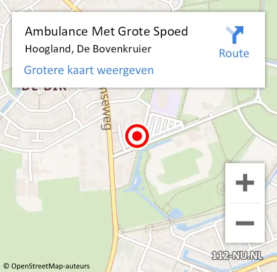 Locatie op kaart van de 112 melding: Ambulance Met Grote Spoed Naar Hoogland, De Bovenkruier op 4 mei 2015 02:47