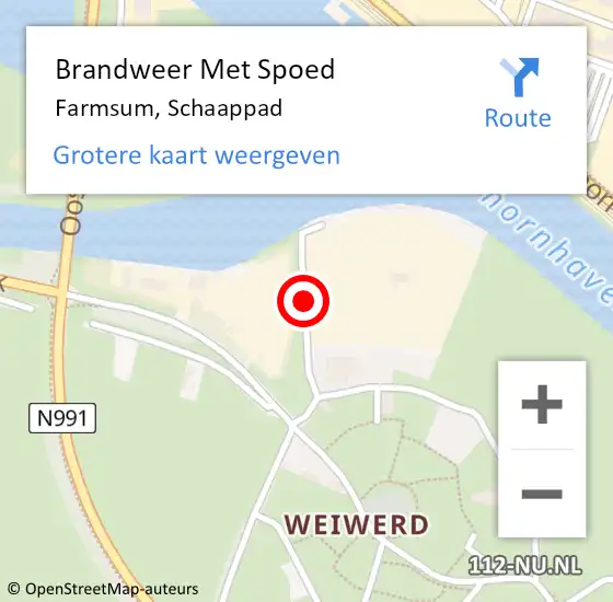 Locatie op kaart van de 112 melding: Brandweer Met Spoed Naar Farmsum, Schaappad op 4 mei 2015 06:31