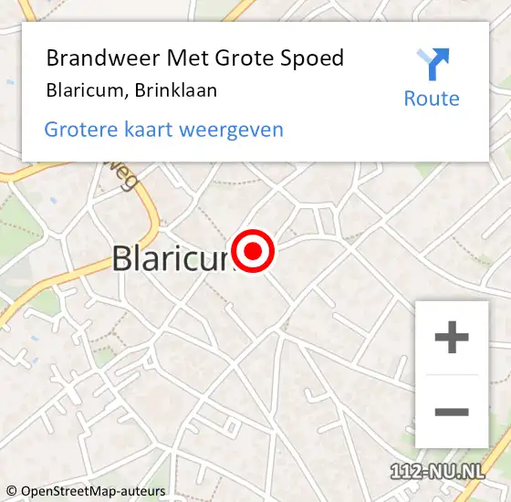 Locatie op kaart van de 112 melding: Brandweer Met Grote Spoed Naar Blaricum, Brinklaan op 4 mei 2015 07:30